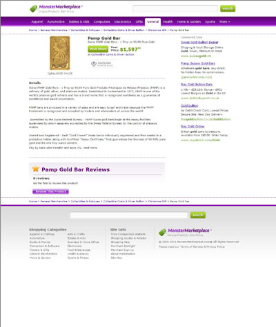 Monster Marketplace's Gold bars Page